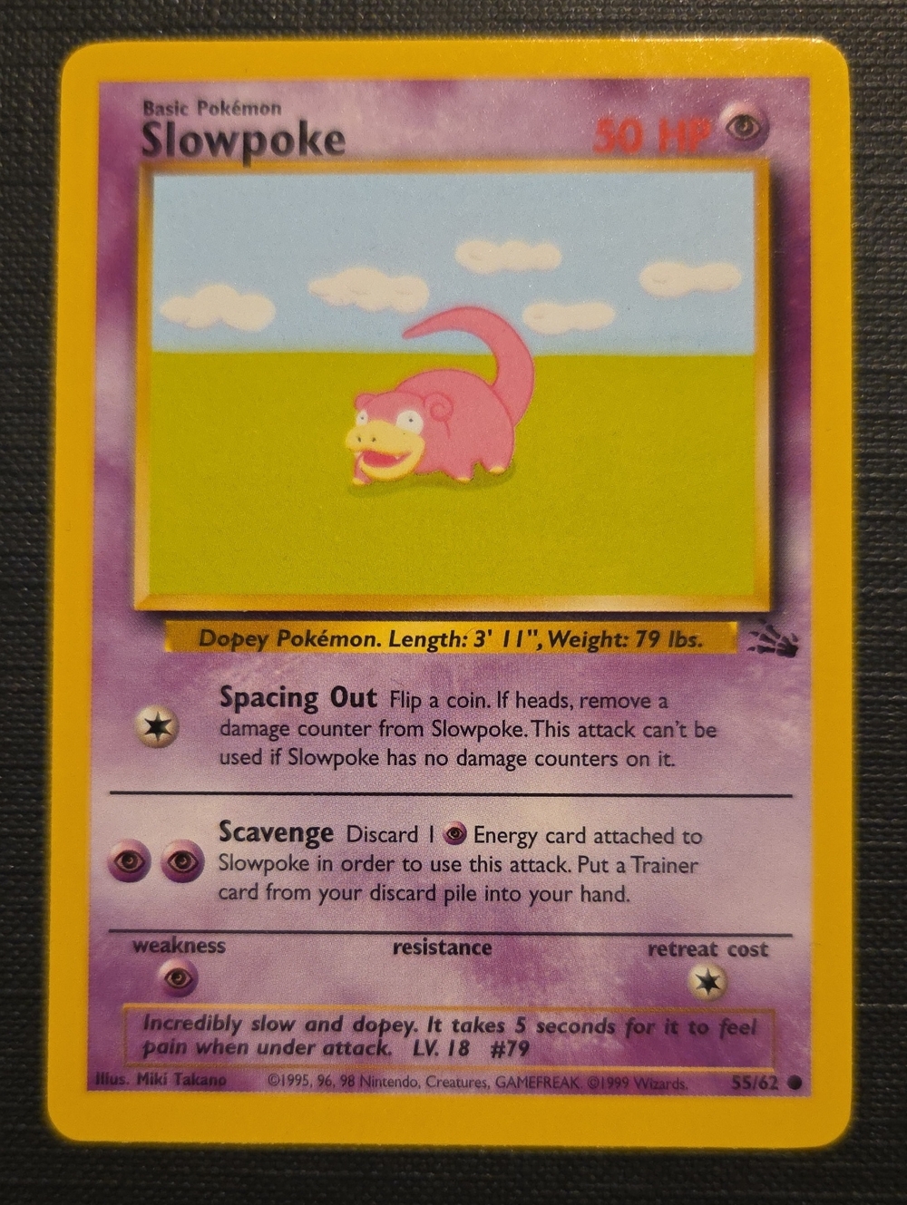 Pokemon Fossil Set (1999) SLOWPOKE Trading Card (55/62)